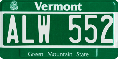 VT license plate ALW552