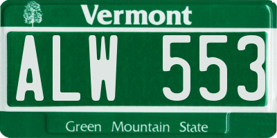 VT license plate ALW553