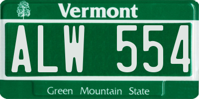 VT license plate ALW554