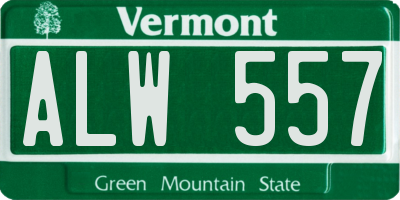VT license plate ALW557
