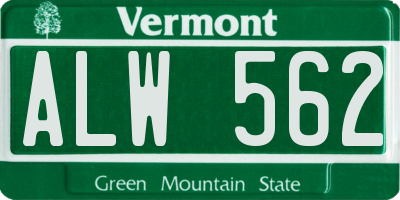 VT license plate ALW562