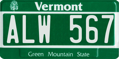 VT license plate ALW567