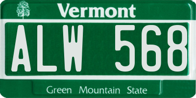 VT license plate ALW568