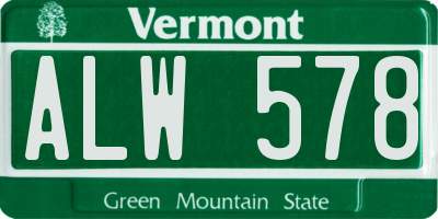 VT license plate ALW578