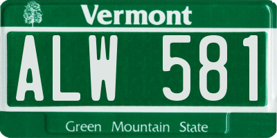 VT license plate ALW581