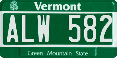 VT license plate ALW582