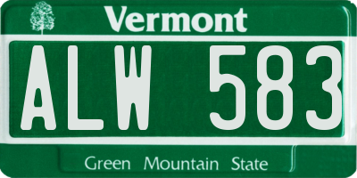 VT license plate ALW583