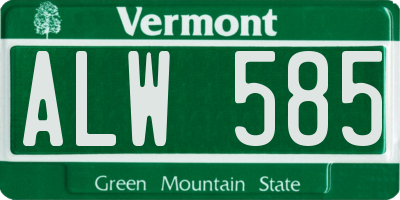 VT license plate ALW585