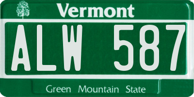 VT license plate ALW587