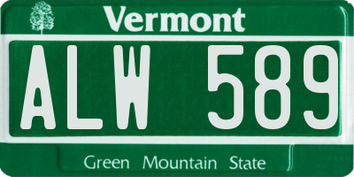 VT license plate ALW589