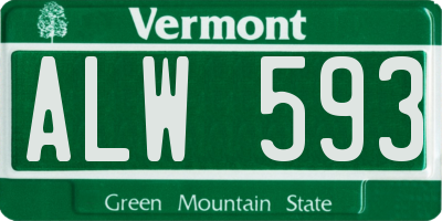 VT license plate ALW593