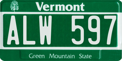 VT license plate ALW597