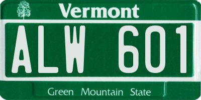 VT license plate ALW601