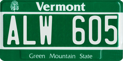 VT license plate ALW605