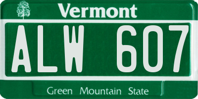VT license plate ALW607