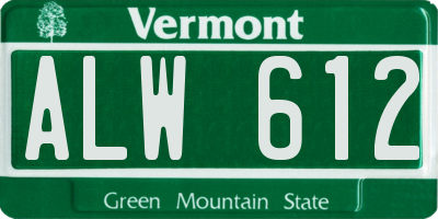VT license plate ALW612