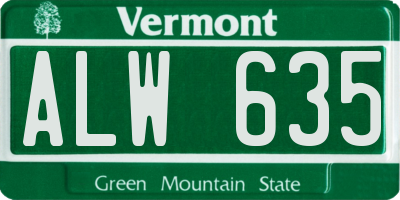 VT license plate ALW635