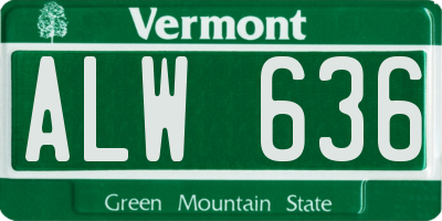 VT license plate ALW636