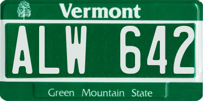 VT license plate ALW642