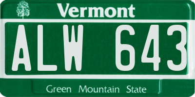 VT license plate ALW643
