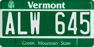 VT license plate ALW645
