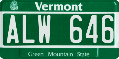 VT license plate ALW646