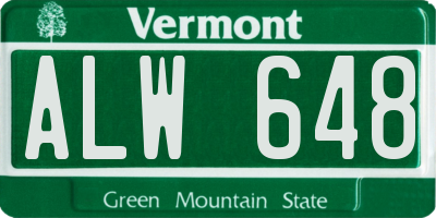 VT license plate ALW648
