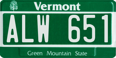 VT license plate ALW651