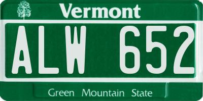 VT license plate ALW652