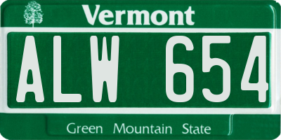 VT license plate ALW654