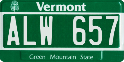 VT license plate ALW657