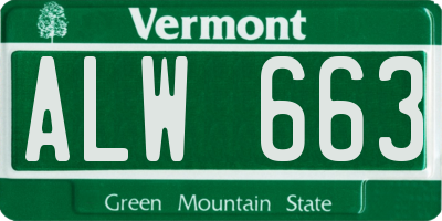 VT license plate ALW663