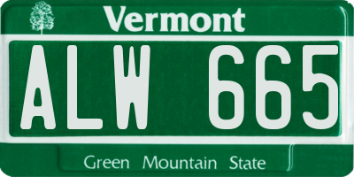 VT license plate ALW665