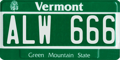 VT license plate ALW666
