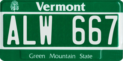 VT license plate ALW667