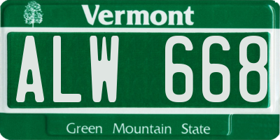 VT license plate ALW668