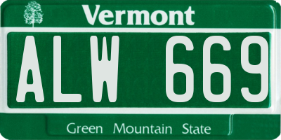 VT license plate ALW669
