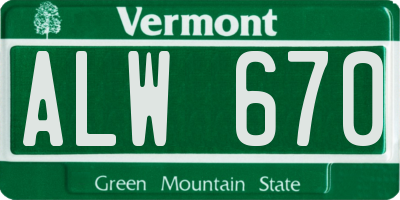 VT license plate ALW670