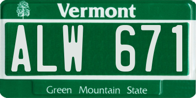 VT license plate ALW671