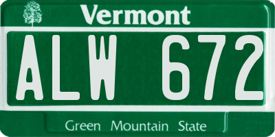 VT license plate ALW672