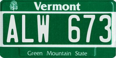 VT license plate ALW673