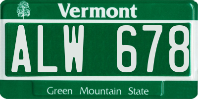 VT license plate ALW678