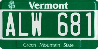 VT license plate ALW681