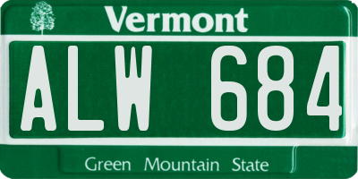 VT license plate ALW684