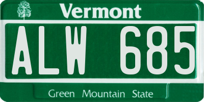 VT license plate ALW685