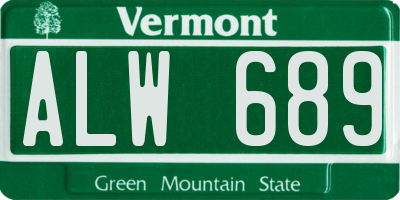 VT license plate ALW689