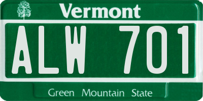 VT license plate ALW701