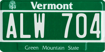 VT license plate ALW704