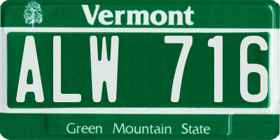 VT license plate ALW716