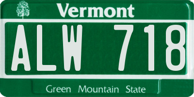 VT license plate ALW718